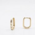 14K Gold Plated 925 Silver Baguette Zirconia Rectangle Huggie Earrings