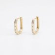14K Gold Plated 925 Silver Baguette Zirconia Rectangle Huggie Earrings