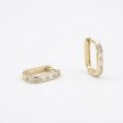 14K Gold Plated 925 Silver Baguette Zirconia Rectangle Huggie Earrings