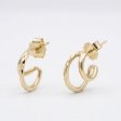14K Gold Plated 925 Silver Double Layer Textured C-Hoop Earrings