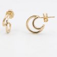 14K Gold Plated 925 Silver Double Layer Textured C-Hoop Earrings