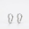 925 Sterling Silver Pavé Zirconia Heart Huggie Hoop Earrings