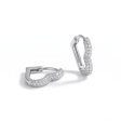 925 Sterling Silver Pavé Zirconia Heart Huggie Hoop Earrings