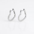 925 Sterling Silver Dainty Half-Pavé Heart Huggie Earrings