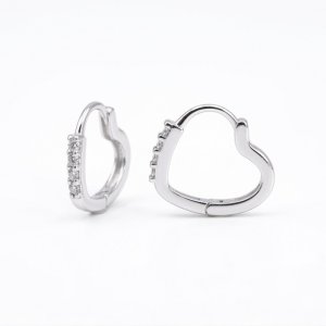 925 Sterling Silver Minimalist Heart Huggie Hoop Earrings