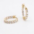 14K Gold Plated 925 Silver Single Row Zirconia Hoop Earrings