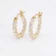 14K Gold Plated 925 Silver Single Row Zirconia Hoop Earrings