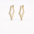 14K Gold Plated 925 Silver Geometric Rhombus Pavé Zirconia Earrings