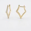 14K Gold Plated 925 Silver Geometric Rhombus Pavé Zirconia Earrings