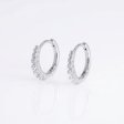 925 Sterling Silver Classic Small Pavé Zirconia Huggie Hoop Earrings