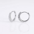 925 Sterling Silver Classic Small Pavé Zirconia Huggie Hoop Earrings