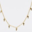 14K Gold Plated 925 Sterling Silver 7 Mini Cross Station Necklace