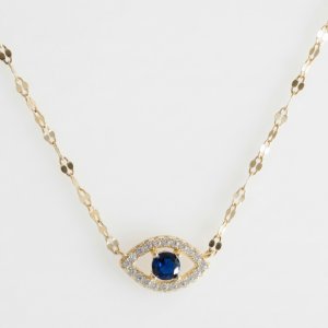 14K Gold Plated 925 Silver Blue Evil Eye Protection Necklace