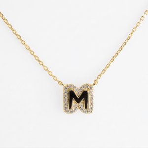 14K Gold Plated 925 Silver Initial M Letter Pendant Necklace