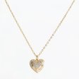 14K Gold Plated 925 Silver Ribbed Pave Heart Necklace