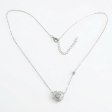 925 Sterling Silver Baguette Zircon Heart Necklace with Station Stone
