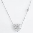 925 Sterling Silver Baguette Zircon Heart Necklace with Station Stone