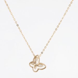 14K Gold Plated 925 Sterling Silver Dainty Double Butterfly Necklace