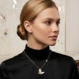 925 Sterling Silver 14K Gold Plated Asymmetric Butterfly Necklace with Station Stone
