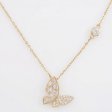 925 Sterling Silver 14K Gold Plated Asymmetric Butterfly Necklace with Station Stone
