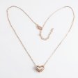 14K Rose Gold Plated 925 Silver Double Layer Pavé Heart Necklace