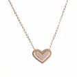 14K Rose Gold Plated 925 Silver Double Layer Pavé Heart Necklace