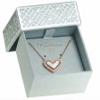 14K Rose Gold Plated 925 Silver Double Layer Pavé Heart Necklace
