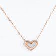 14K Rose Gold Plated 925 Silver Double Layer Pavé Heart Necklace