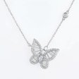925 Sterling Silver Baguette Zircon Statement Butterfly Necklace