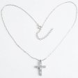 925 Sterling Silver Mixed-Cut Baguette & Round Zircon Cross Necklace