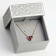14K Gold Plated 925 Silver Ruby Red Heart Solitaire Necklace