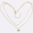 14K Gold Plated 925 Silver Layered Double Chain Evil Eye Necklace