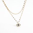 14K Gold Plated 925 Silver Layered Double Chain Evil Eye Necklace