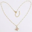 14K Gold Plated 925 Silver Pink Butterfly Necklace with Beaded Satellite Chain