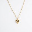 14K Gold Plated 925 Silver Solid Puffed Heart Satellite Necklace