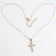 14K Gold Plated 925 Silver Bezel-Set Round Zirconia Cross Necklace