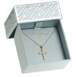 14K Gold Plated 925 Silver Bezel-Set Round Zirconia Cross Necklace