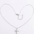 925 Sterling Silver Pear-Cut Floral Center Cross Necklace