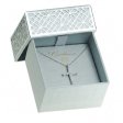 925 Sterling Silver Pear-Cut Floral Center Cross Necklace