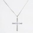 925 Sterling Silver Pear-Cut Floral Center Cross Necklace