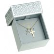 14K Gold Plated 925 Sterling Silver Double Cross Pendant Necklace