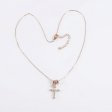 14K Rose Gold Plated 925 Silver Triple Ring Bail Cross Necklace