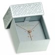 14K Rose Gold Plated 925 Silver Triple Ring Bail Cross Necklace