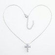 925 Sterling Silver Baguette Zircon Block Cross Necklace