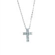 925 Sterling Silver Baguette Zircon Block Cross Necklace