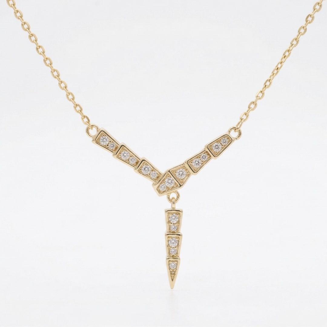14K Gold Plated 925 Silver Geometric V-Shape Y-Necklace
